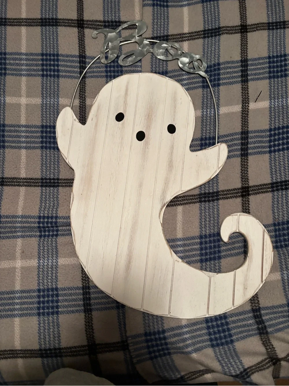 White Wooden Ghost Wall Hanging - Brand: